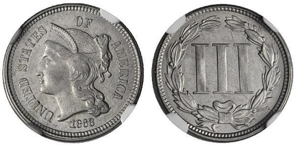 3 Цент США (1776 - ) Никель/Медь 