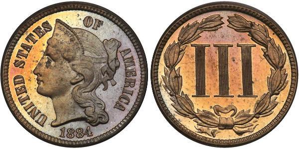 3 Цент США (1776 - ) Никель/Медь 