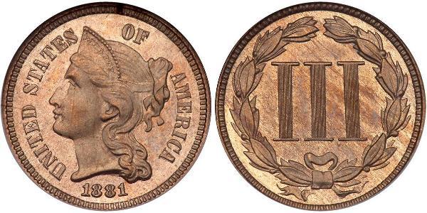 3 Цент США (1776 - ) Никель/Медь 