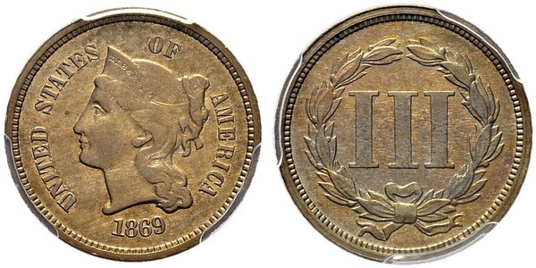 3 Цент США (1776 - ) Никель/Медь 