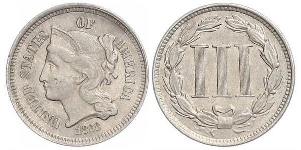 3 Цент США (1776 - ) Никель/Медь 