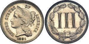 3 Цент США (1776 - ) Нікель/Мідь 