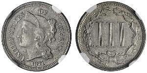 3 Цент США (1776 - ) Нікель/Мідь 