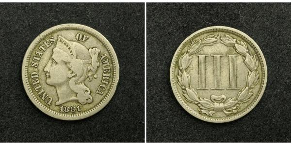 3 Цент США (1776 - ) Нікель/Мідь 
