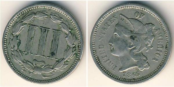 3 Цент США (1776 - ) Нікель/Мідь 