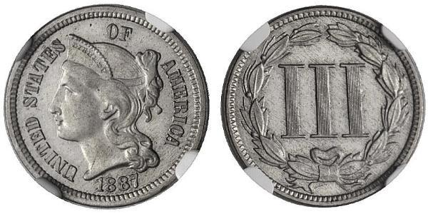 3 Цент США (1776 - ) Нікель/Мідь 