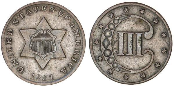 3 Цент США (1776 - ) Серебро/Медь 