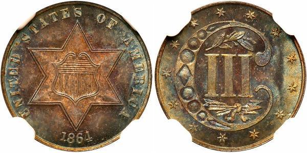 3 Цент США (1776 - ) Серебро/Медь 