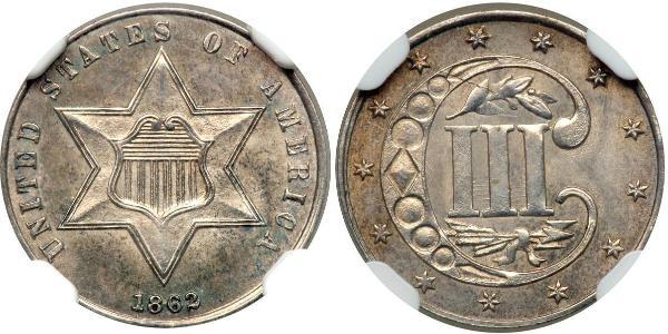 3 Цент США (1776 - ) Серебро/Медь 