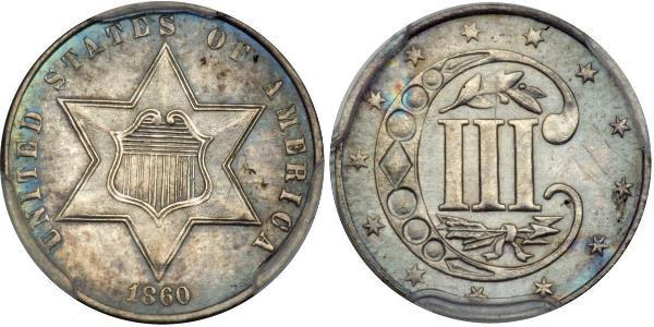 3 Цент США (1776 - ) Серебро/Медь 