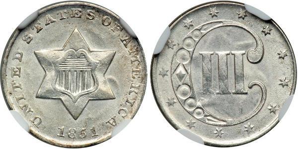 3 Цент США (1776 - ) Серебро/Медь 