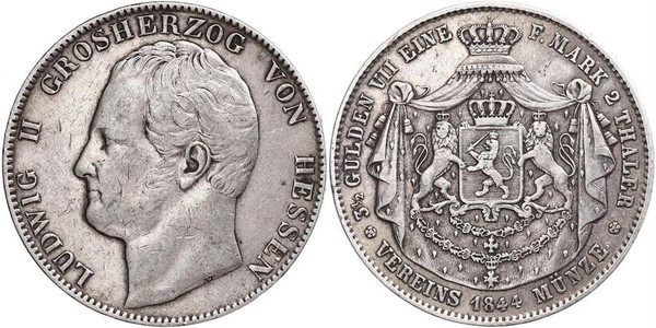 3½ Гульден / 2 Талер Великое герцогство Гессен (1806 - 1918) Серебро Людвиг II (великий герцог Гессенский)