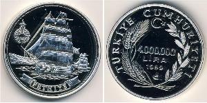 4000000 Lira Turquía (1923 - ) Plata 