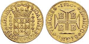 4000 Reis Brasilien Gold Johann V. von Portugal (1689-1750)