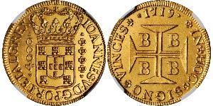 4000 Reis Brasilien Gold Johann V. von Portugal (1689-1750)