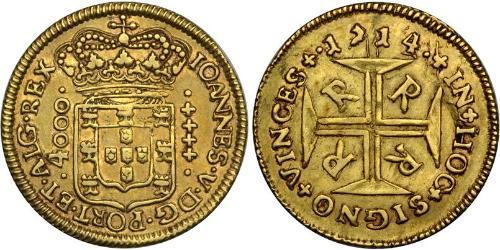 4000 Reis Brasilien Gold Johann V. von Portugal (1689-1750)