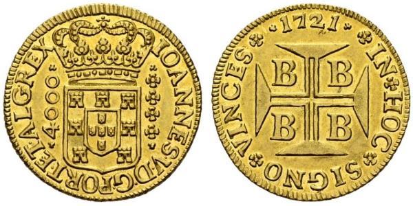 4000 Reis Brazil Gold John V of Portugal (1689-1750)