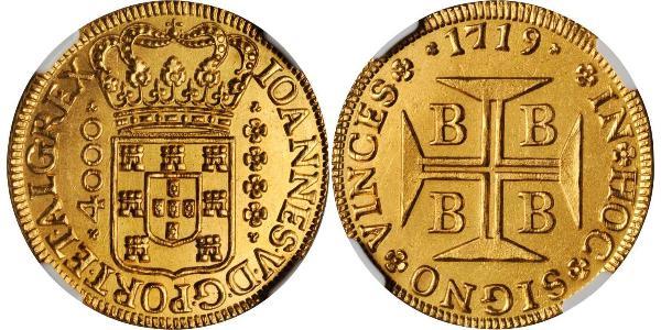 4000 Reis Brazil Gold John V of Portugal (1689-1750)