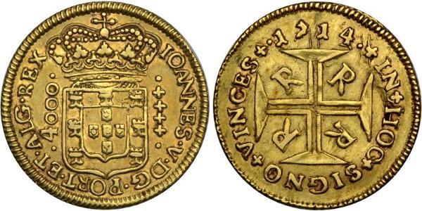 4000 Reis Brazil Gold John V of Portugal (1689-1750)