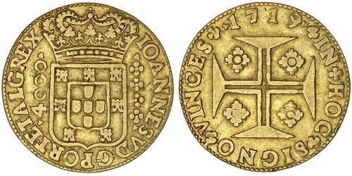 4000 Reis Reino de Portugal (1139-1910) Oro Juan V de Portugal (1689-1750)