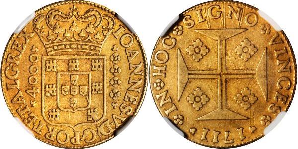 4000 Reis Reino de Portugal (1139-1910) Oro Juan V de Portugal (1689-1750)