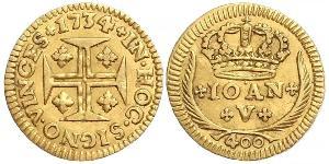 400 Reis Kingdom of Portugal (1139-1910) Gold John V of Portugal (1689-1750)