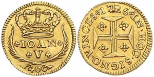 400 Reis Kingdom of Portugal (1139-1910) Gold John V of Portugal (1689-1750)