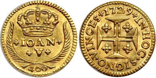 400 Reis Kingdom of Portugal (1139-1910) Gold John V of Portugal (1689-1750)