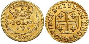 400 Reis Royaume de Portugal (1139-1910) Or Jean V de Portugal (1689-1750)