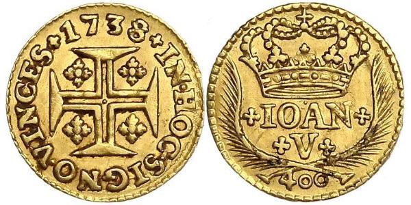 400 Reis Royaume de Portugal (1139-1910) Or Jean V de Portugal (1689-1750)