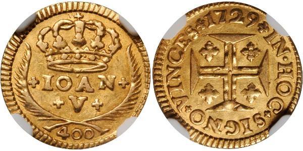400 Reis Royaume de Portugal (1139-1910) Or Jean V de Portugal (1689-1750)