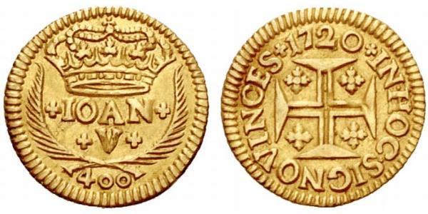 400 Reis Regno del Portogallo (1139-1910) Oro Giovanni V del Portogallo (1689-1750)
