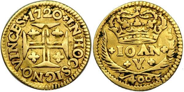 400 Reis Regno del Portogallo (1139-1910) Oro Giovanni V del Portogallo (1689-1750)