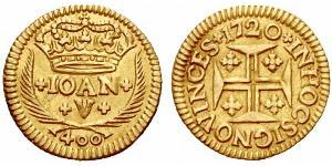 400 Reis Reino de Portugal (1139-1910) Oro Juan V de Portugal (1689-1750)