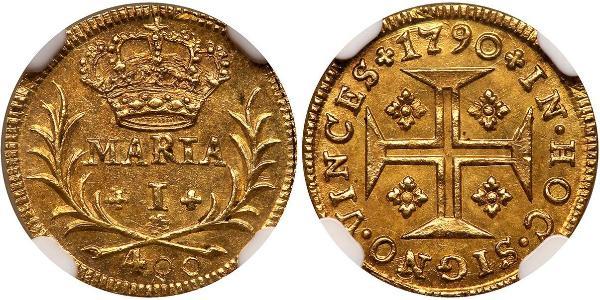 400 Reis 巴西 / 葡萄牙王國 (1139 - 1910) 金 Maria I of Portugal (1734-1816)