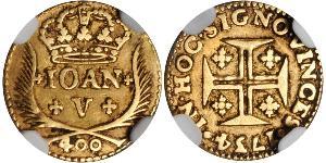 400 Рейс Королівство Португалія (1139-1910) Золото Жуан V король Португалії (1689-1750)
