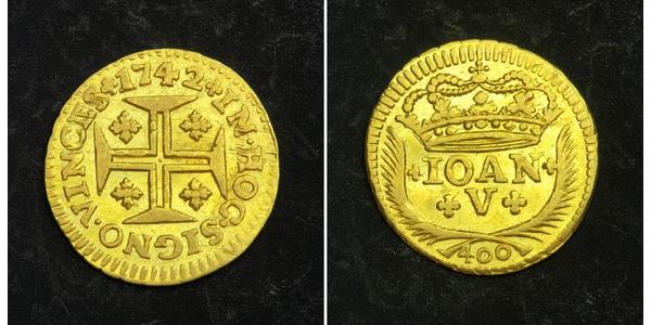 400 Рейс Королівство Португалія (1139-1910) Золото Жуан V король Португалії (1689-1750)