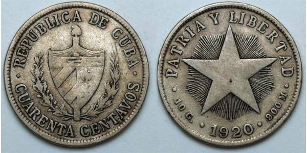 40 Centavo Cuba Argent 