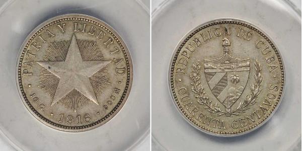 40 Centavo Cuba Argent 