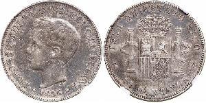 40 Centavo Porto Rico Argent Alfonso XIII of Spain (1886 - 1941)