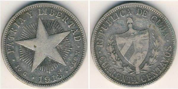 40 Centavo Cuba Argento 
