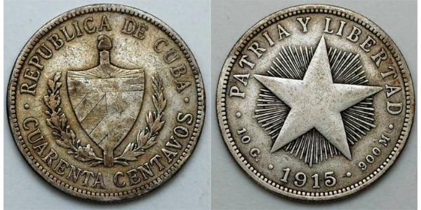 40 Centavo Cuba Argento 