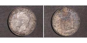 40 Centavo Porto Rico Argento Alfonso XIII of Spain (1886 - 1941)