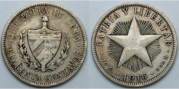 40 Centavo Cuba Plata 