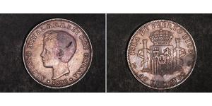 40 Centavo Puerto Rico Plata Alfonso XIII of Spain (1886 - 1941)