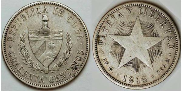 40 Centavo Cuba 銀 