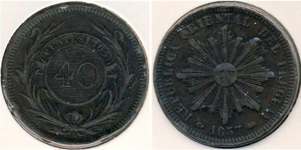 40 Centesimo Uruguay Copper 