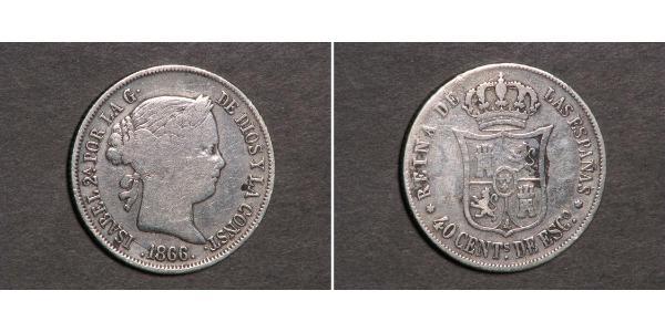 40 Centimo Spanien Argent Isabella II of Spain (1830- 1904)