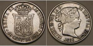 40 Centimo Spagna Argento Isabella II of Spain (1830- 1904)