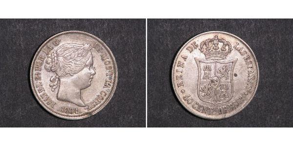 40 Centimo Spagna Argento Isabella II of Spain (1830- 1904)